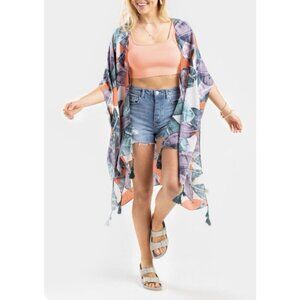 Do Everything In Love Anthropologie Kimono Womens One Size Tropical Tassel Boho